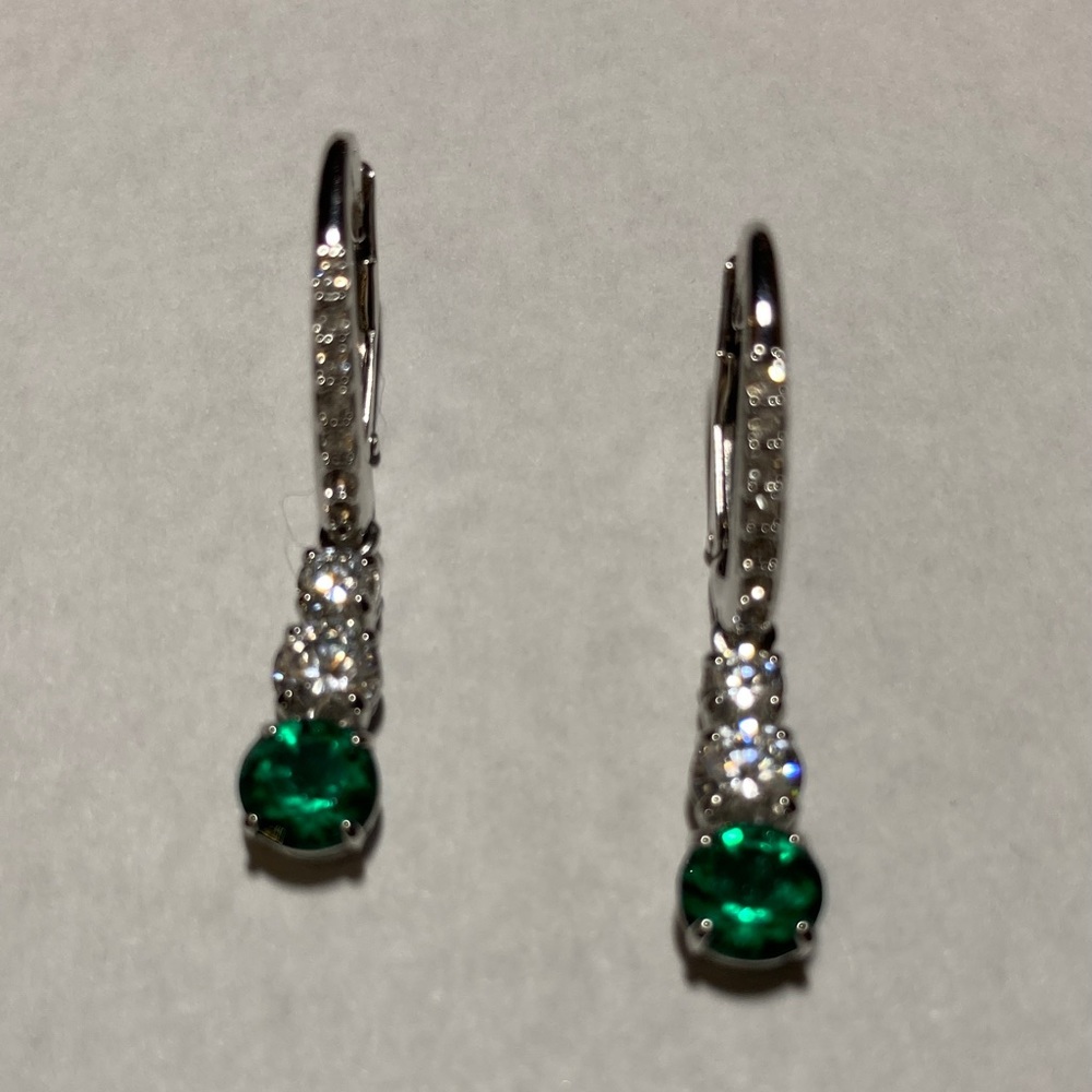 Swarovski Emerald Silver Toned Earrings